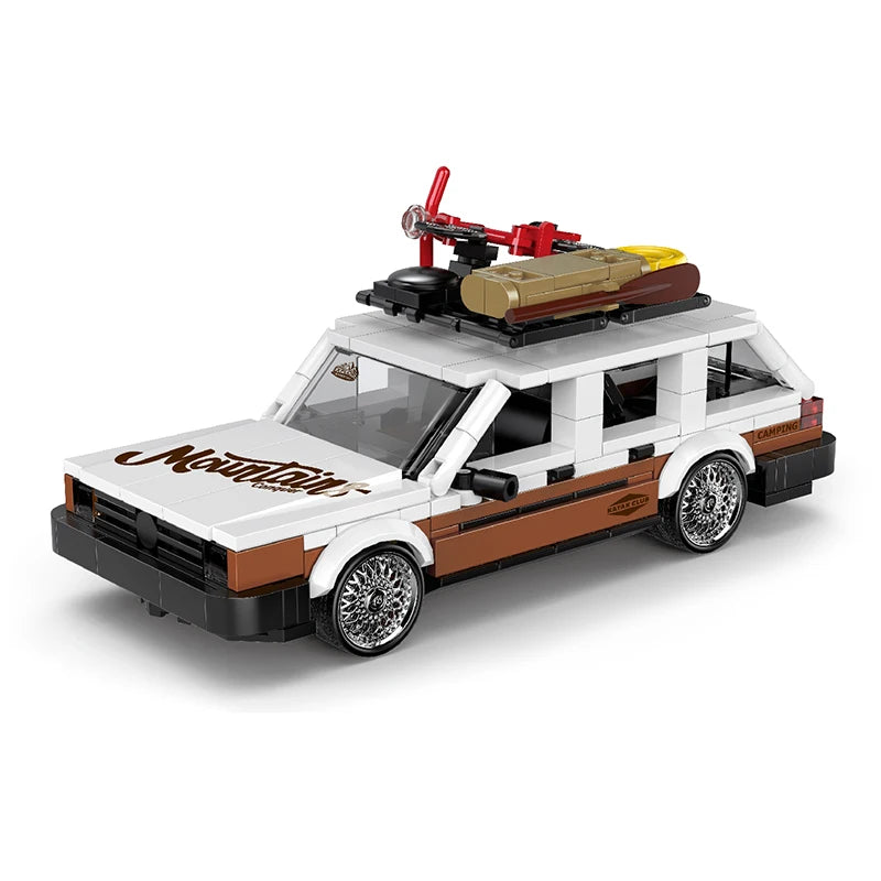 Bloques de construcción MOC Retro para camper, 457 Uds., con caja de exhibición de carro