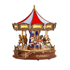 Robotime-carrusel de rompecabezas de madera 3D, caja de música con luces LED, modelo de engranaje, Kits de artesanía de construcción, regalos de navidad para adultos
