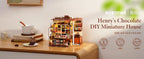 Robotime Rolife Henry's Chocolate DIY Kit de casa en miniatura Kit de construcción de modelo de casa de muñecas de madera con regalos artesanales LED para adultos