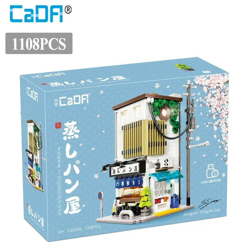 CAJA Cada City LED japonés casa de bollos al vapor arquitectura bloques de construcción amigos tienda figuras ladrillos