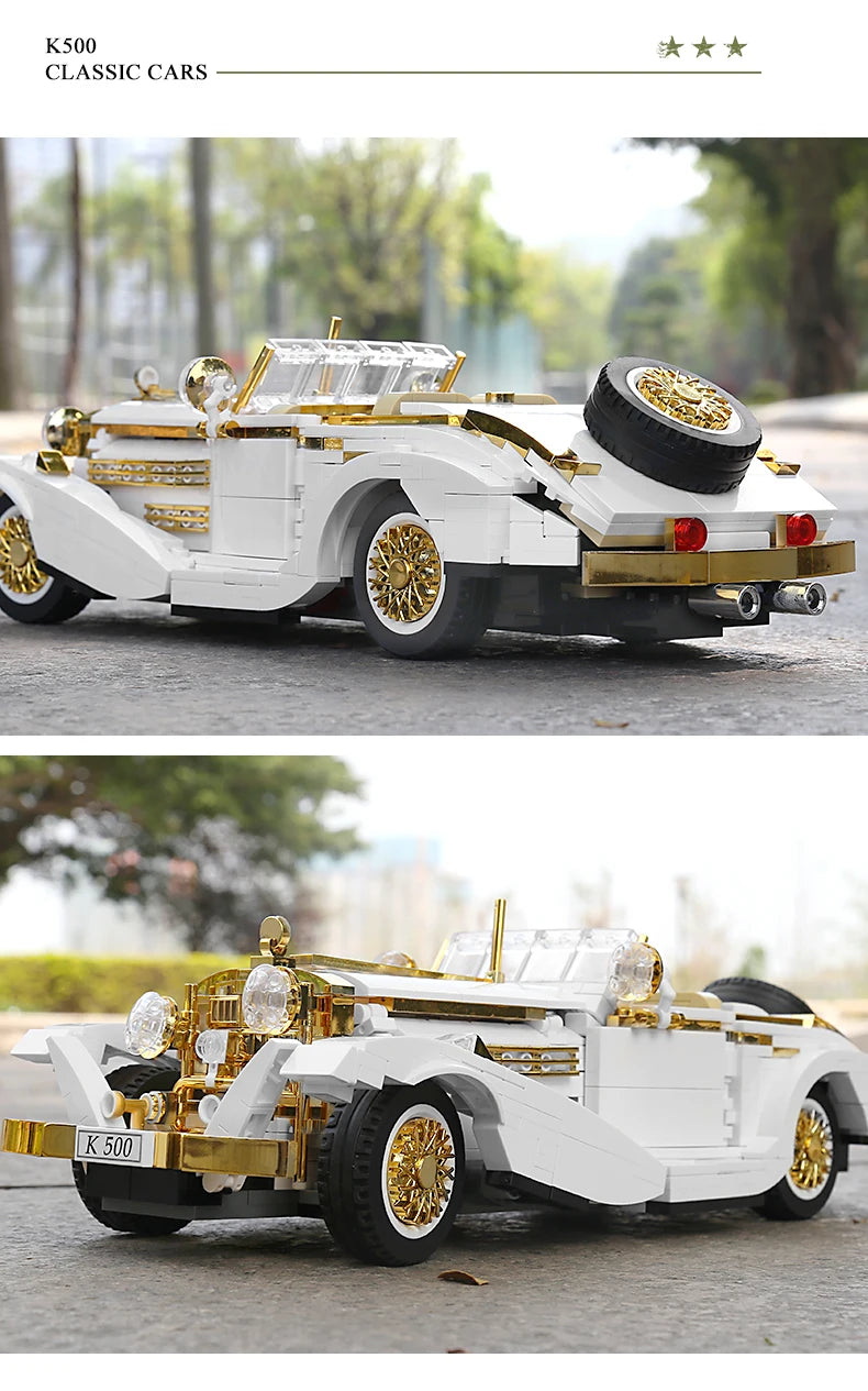 Mould King 10003, bloques de construcción de automóviles técnicos, conjunto de modelos de coches Vintage K500, juguetes de coche antiguo