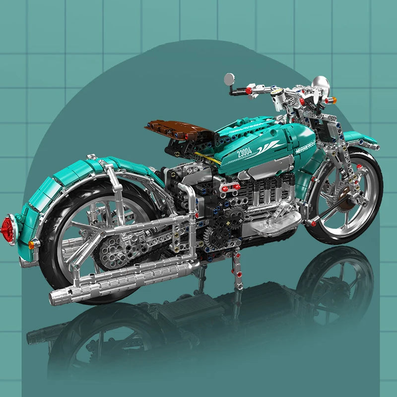 Mould King 23004 juguetes de coche técnico, conjunto de bloques de construcción de motocicleta American Cruise