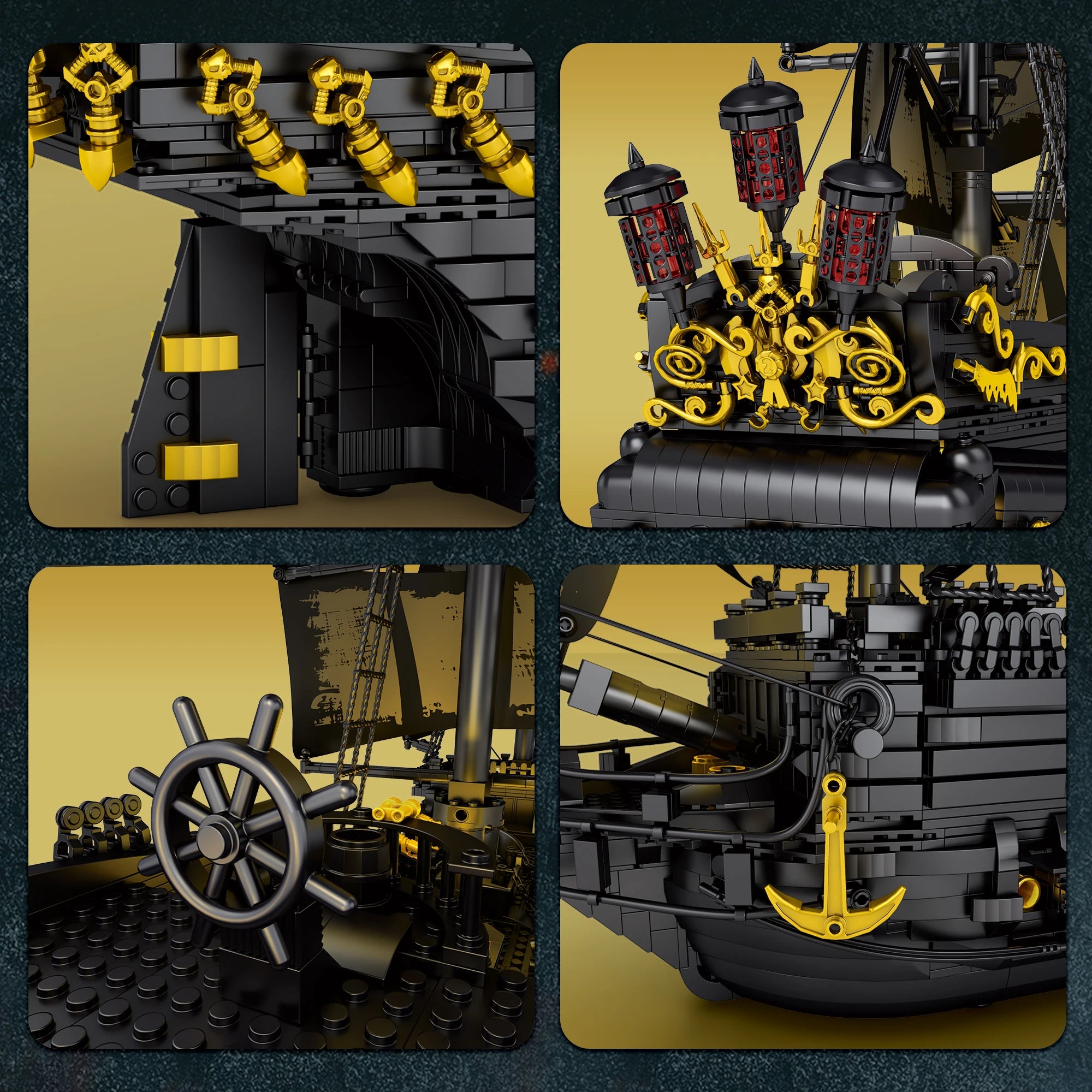Bloques de Construcción del Barco Pirata Perla Negra, Kit de Modelo de Ladrillos del Buque Insignia del Caribe