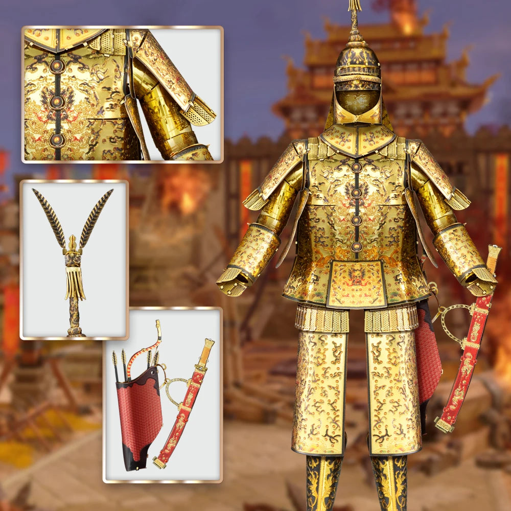 Piececool-Kits de construcción de modelos, rompecabezas de armadura antigua china