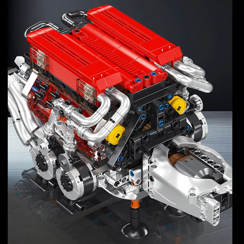 Mould King 10163 juguetes de motor técnico el supercoche BGT con motor rojo W16
