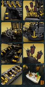 Bloques de Construcción del Barco Pirata Perla Negra, Kit de Modelo de Ladrillos del Buque Insignia del Caribe