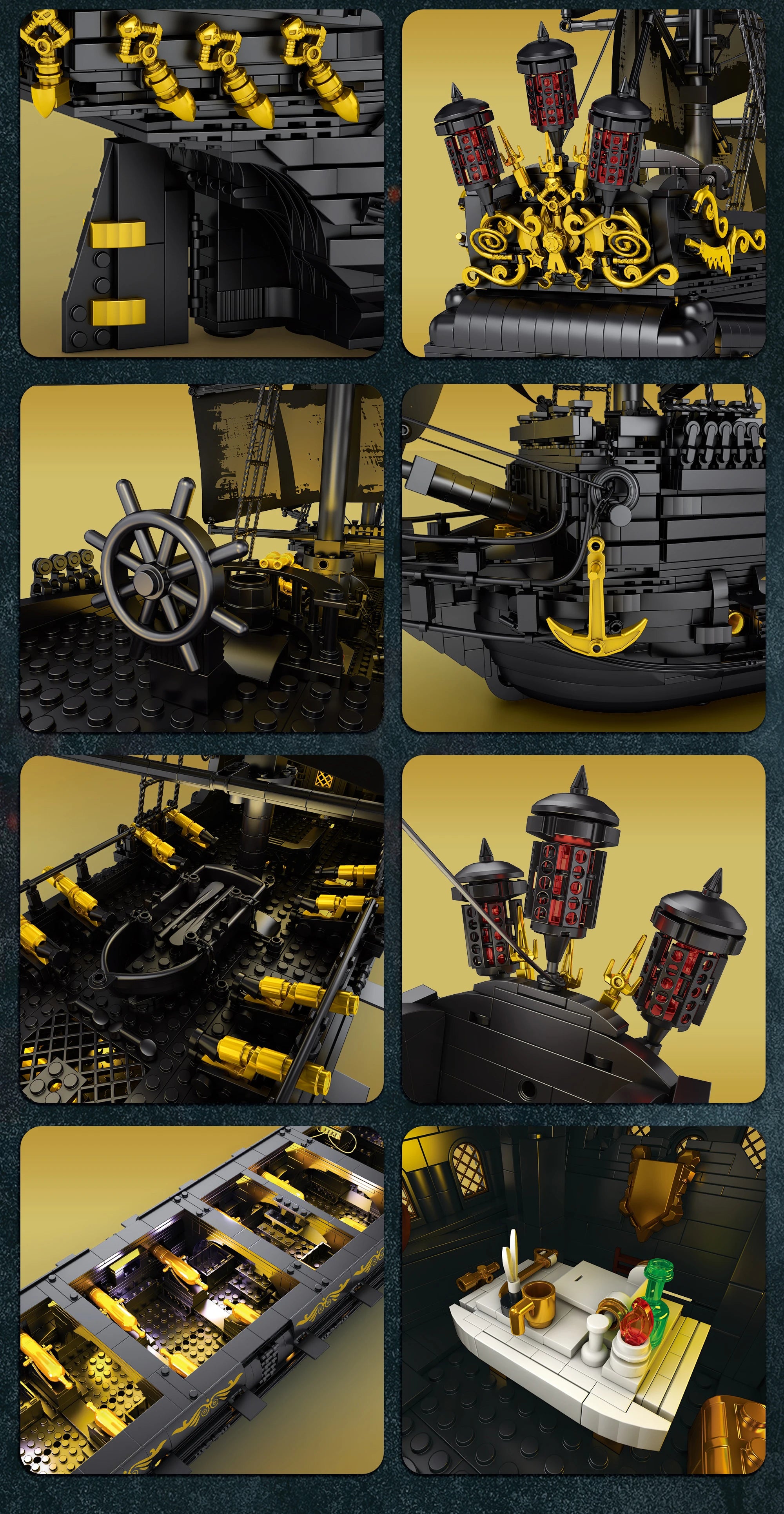 Bloques de Construcción del Barco Pirata Perla Negra, Kit de Modelo de Ladrillos del Buque Insignia del Caribe