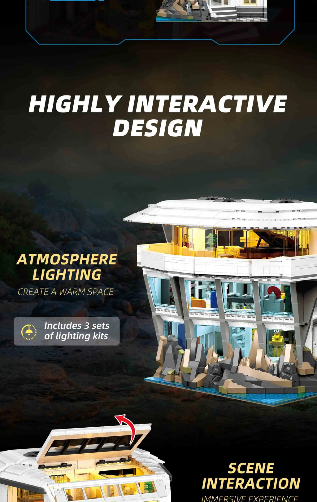 Bloques de Construcción Creativos DC Marrvve, 3284 Piezas, Malibu Street View con Luz, Modelo Arquitectónico
