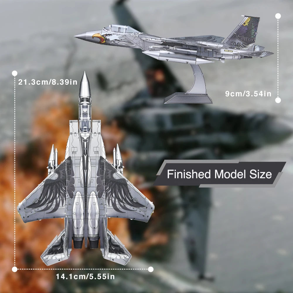 Piececool-rompecabezas de Metal 3D  Kits de modelos de ensamblaje de combate de F-15