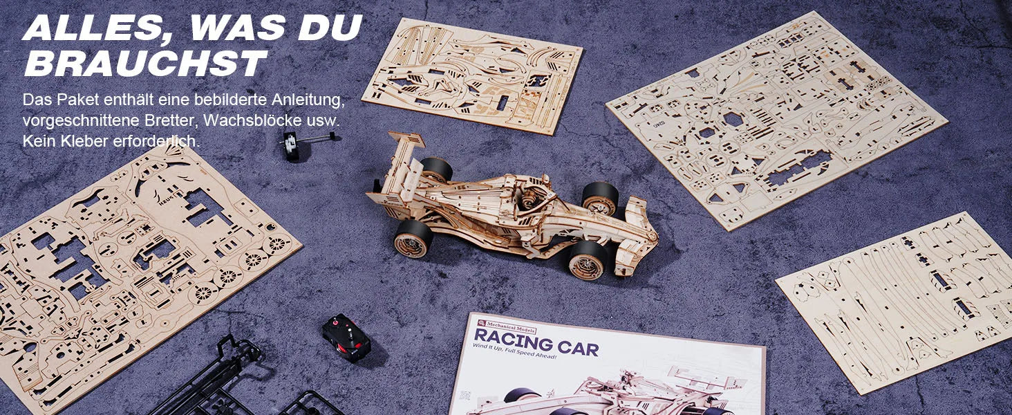 Robotime-rompecabezas de madera 3D, Kits de modelos de coches de carreras, 5H, construcción de 8-10M, motor rugiente mecánico LK505 para adultos, adolescentes y niños