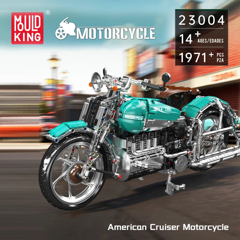 Mould King 23004 juguetes de coche técnico, conjunto de bloques de construcción de motocicleta American Cruise