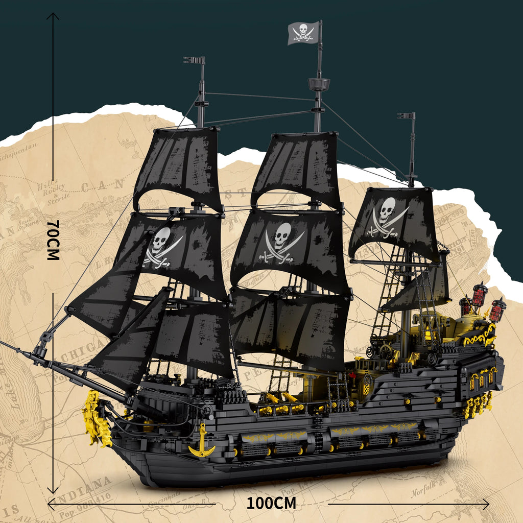 Bloques de Construcción del Barco Pirata Perla Negra, Kit de Modelo de Ladrillos del Buque Insignia del Caribe