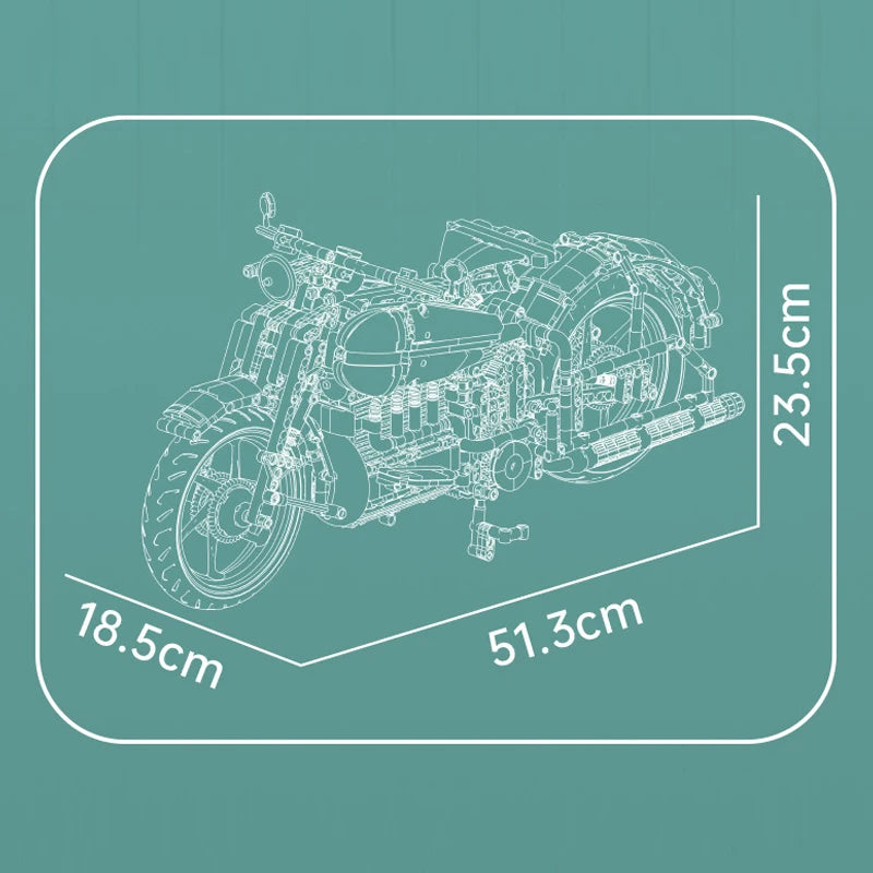 Mould King 23004 juguetes de coche técnico, conjunto de bloques de construcción de motocicleta American Cruise