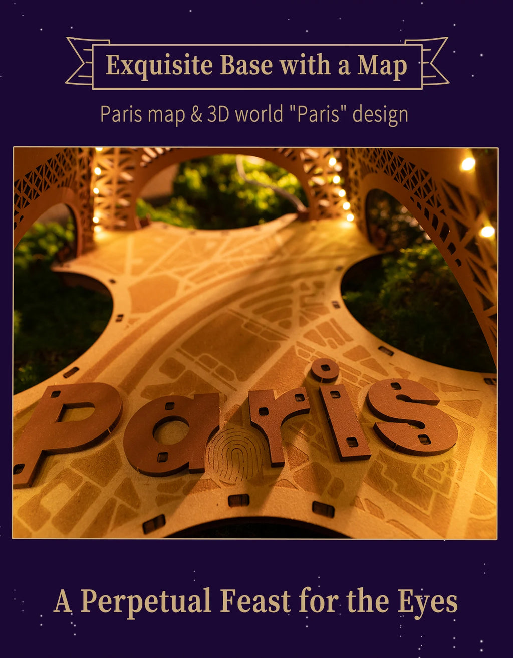 Robotime-Juego de rompecabezas de madera 3D, noche de la Torre Eiffel, modelos 1:638 para niños y adultos, Kits de manualidades DIY, regalo DIY con luz