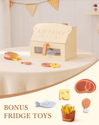 Robotime Robud freidora de aire de madera juego de cocina con accesorios cocinar comida regalo para niños niñas color crema