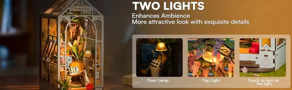 Robotime-Kit de construcción 3D de cobertizo de jardín para adultos, Kit de construcción de casa en miniatura con muebles y lámpara LED, rompecabezas