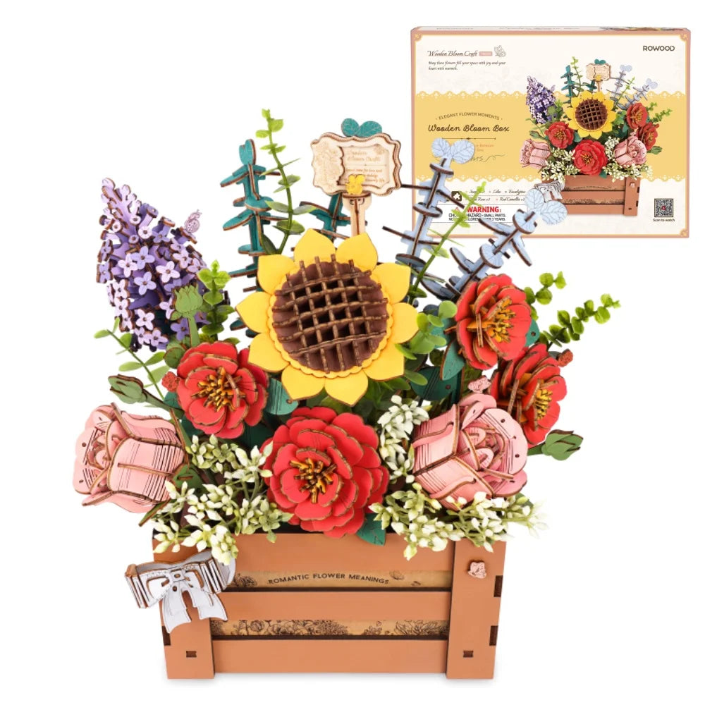 Robotime-rompecabezas de madera 3D de flores, Kits de modelos de ramo Artificial, Kit de construcción de rompecabezas de madera para mujer, cumpleaños del Día de San Valentín