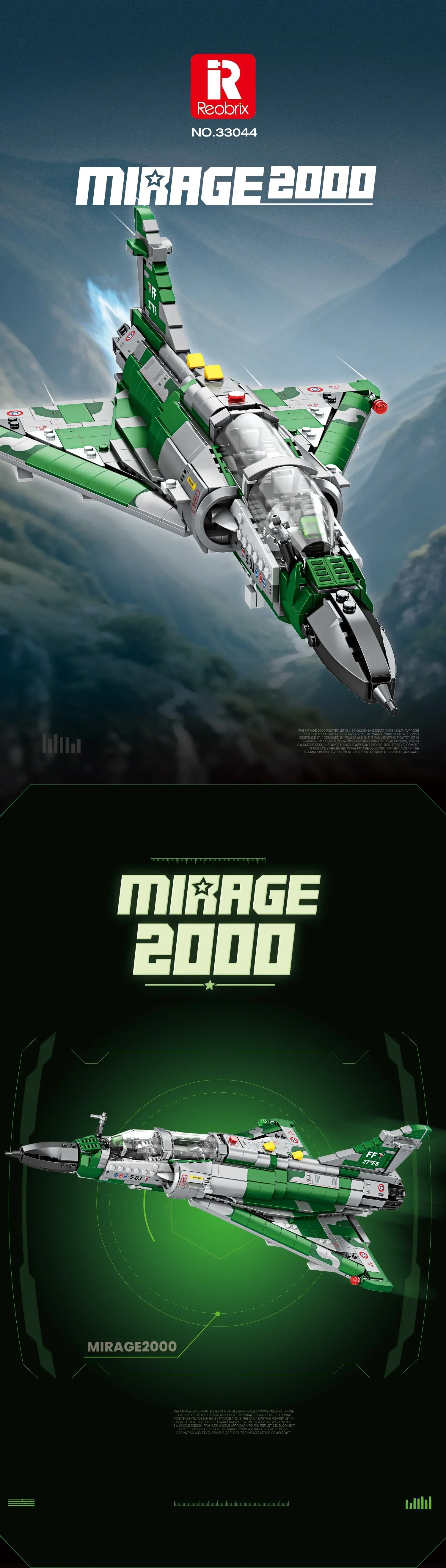 Bloques de construcción de Jet de combate Mirage 2000, modelo de avión militar