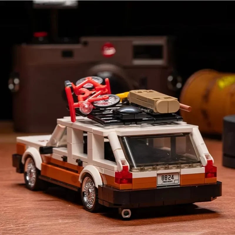 Bloques de construcción MOC Retro para camper, 457 Uds., con caja de exhibición de carro