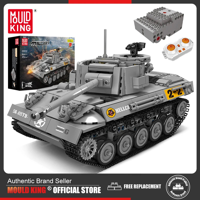 Mould King-tanque militar M18 Hellcat 20032, bloques de construcción, Control remoto, montaje de modelo