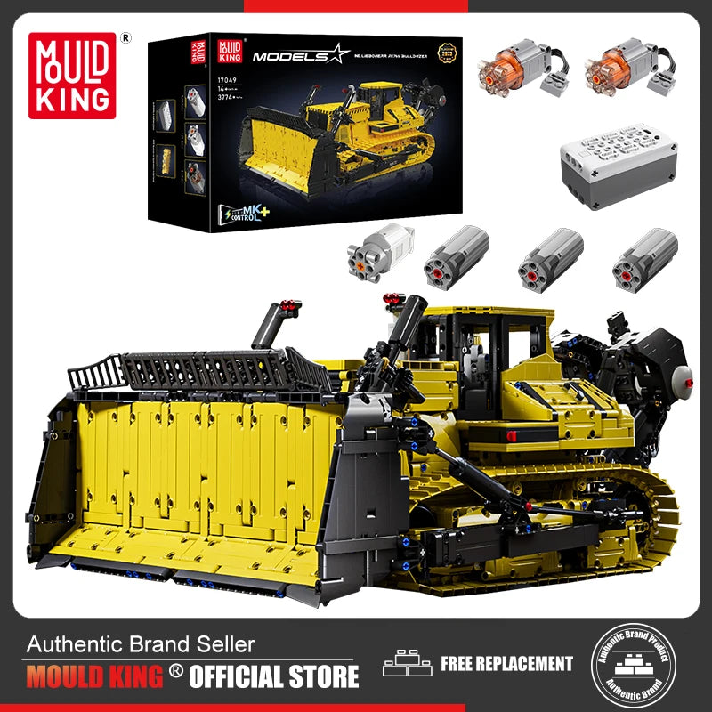 Mould King 17049 coche de juguete técnico la aplicación RC PR766 Bulldozer montaje de bloques de construcción camión ladrillo