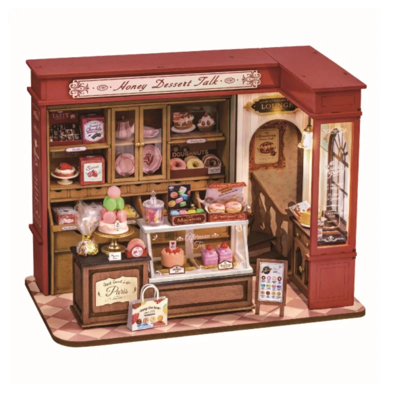 Robotime Rolife Honey Dessert Talk Rompecabezas 3D DIY Kit de casa de muñecas en miniatura Regalo increíble para niños niñas niños