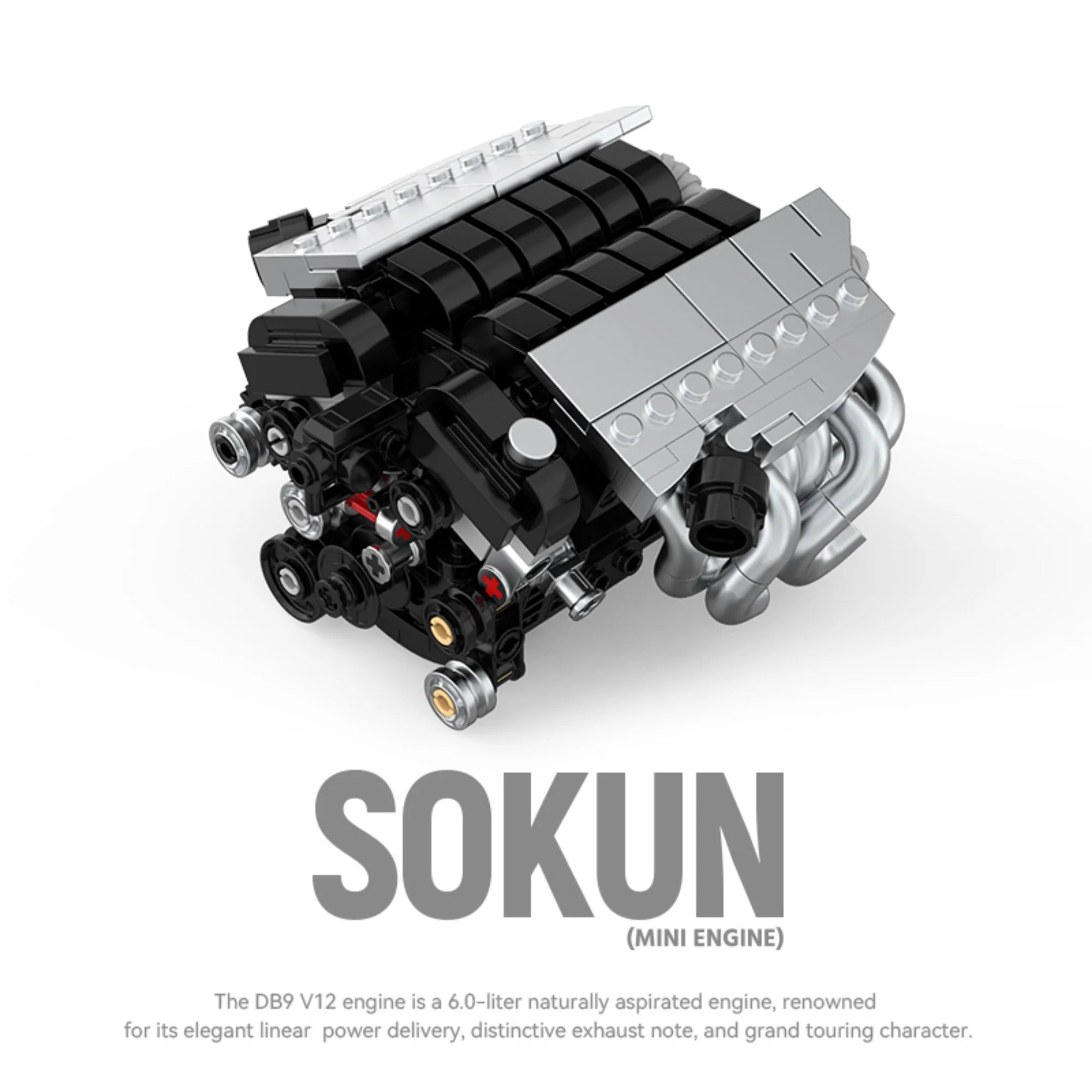 375 Piezas de Bloques de Construcción de Motor DB9V12 PB8869C, Superauto Técnico SOKUN