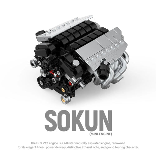 375 Piezas de Bloques de Construcción de Motor DB9V12 PB8869C, Superauto Técnico SOKUN