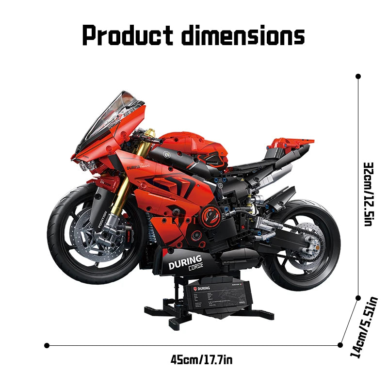 ToylinX-Juego de bloques de construcción de motocicletas 1:5, 2024 Uds., modelo de súper moto de carreras técnicas