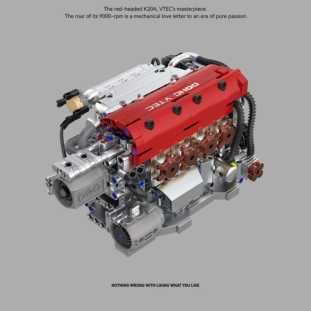 907 Piezas de Bloques de Construcción de Motor K20A PB8860, Colección de Adornos de Motor de Vehículo SOKUN