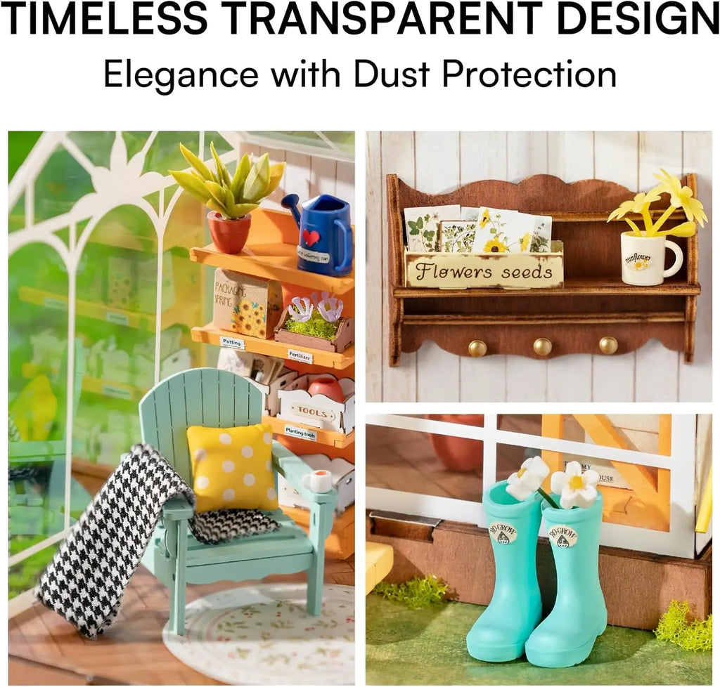 Robotime Rolife-casa de jardín de ensueño, rompecabezas 3D DIY, Kit de casa de muñecas en miniatura, manualidades, pasatiempos, estantería, objetos decorativos
