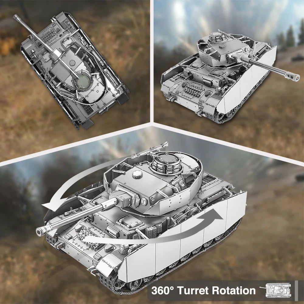 Piececool-Kits de modelos de Metal 3D para rompecabezas de adultos, tanques Panzer IV 1:48, rompecabezas 3D, juguete creativo