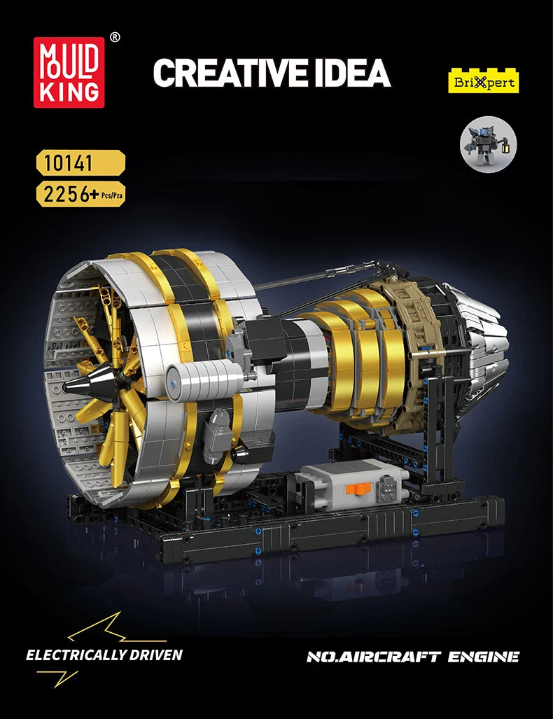 Mould King 10141-bloques de construcción de automóviles técnicos, conjunto de modelo de Motor de avión motorizado