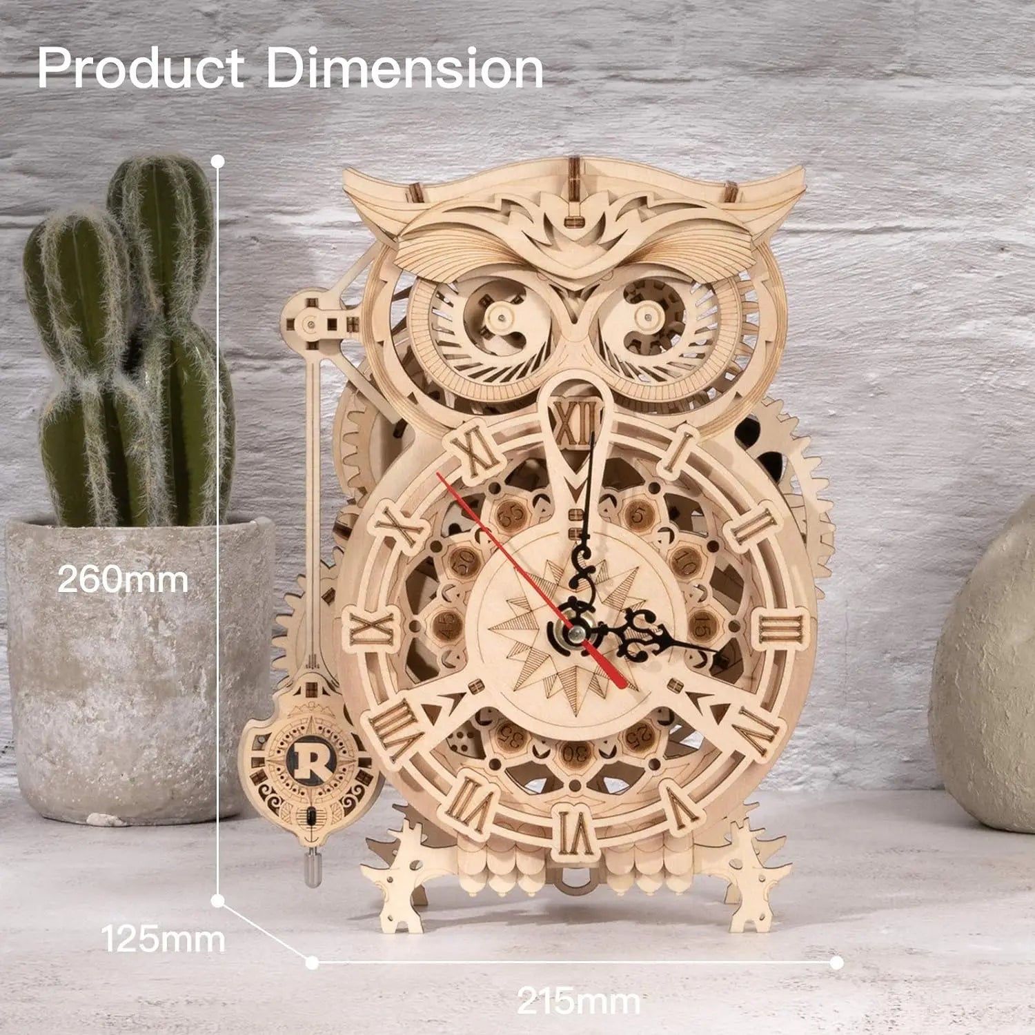 Robotime: rompecabezas 3D de madera con forma de reloj de búho, juego de construcción, juguetes