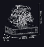 JIESTAR 33002 MOC, Decoración de escritorio personalizada, modelo de motor de superdeportivo V10, bloques de construcción