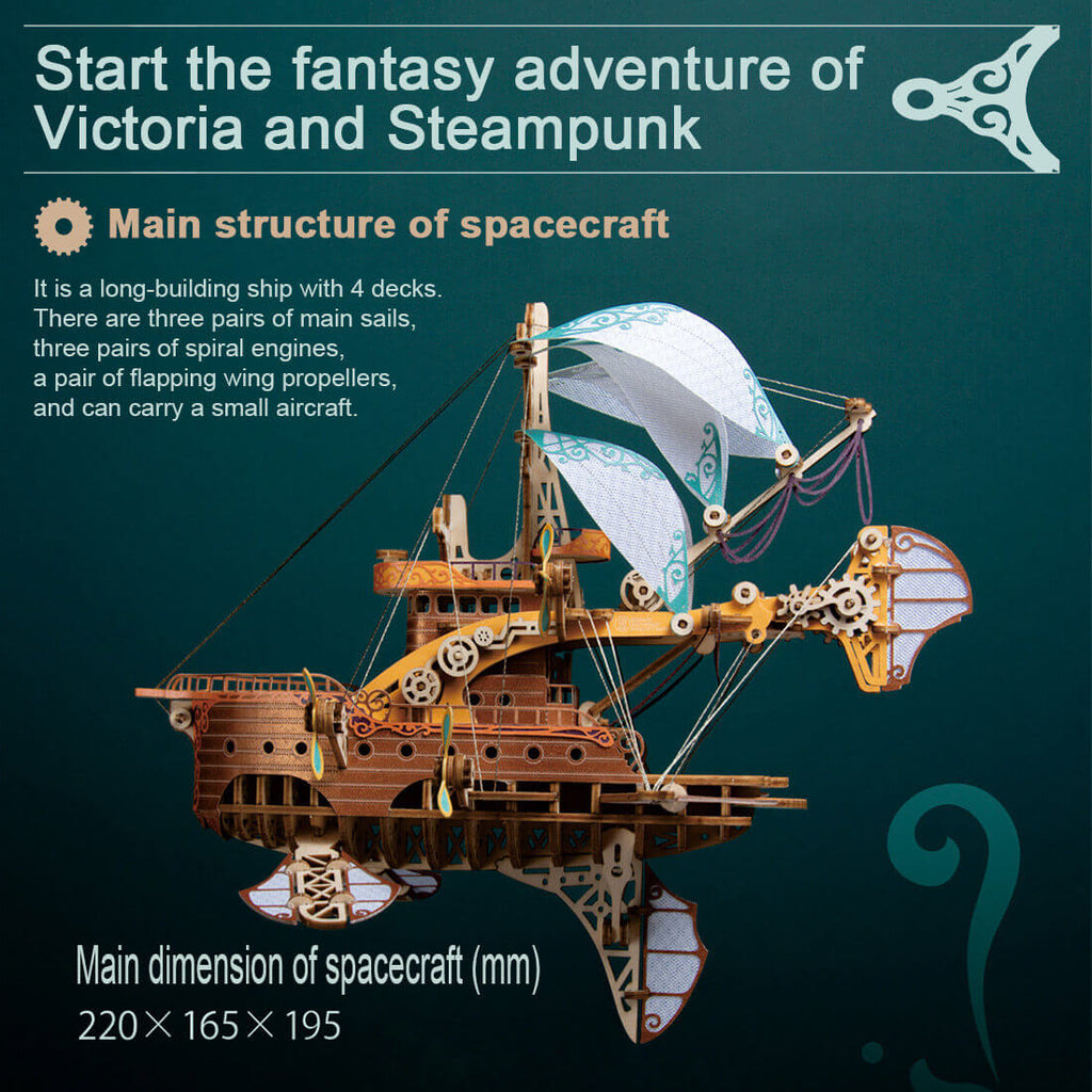 Nave Espacial Fantasy Steampunk Madera 3D