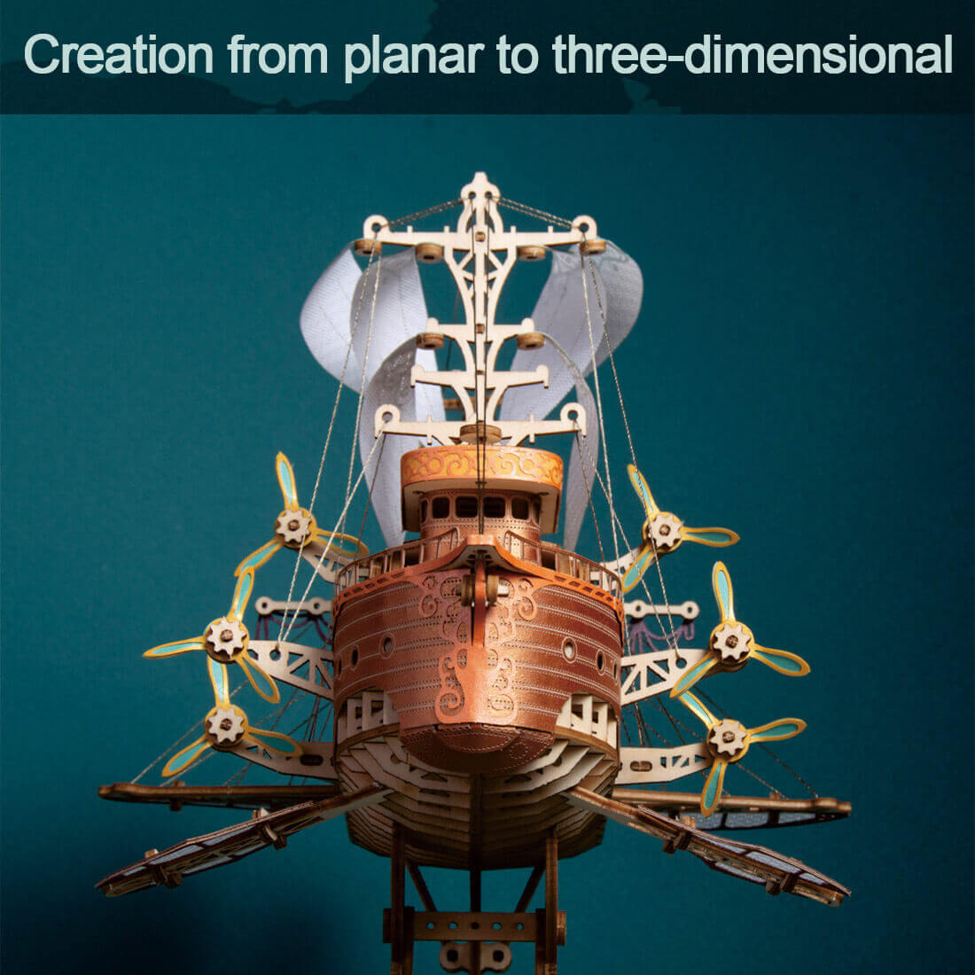 Nave Espacial Fantasy Steampunk Madera 3D