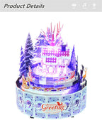 Microworld-rompecabezas de Metal 3D con tema de invierno, caja de música giratoria, Kits de modelos, rompecabezas DIY