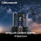 Microworld-juegos de rompecabezas de Metal 3D, Kits de modelos de centro de lanzamiento satelital chino, rompecabezas DIY con corte láse