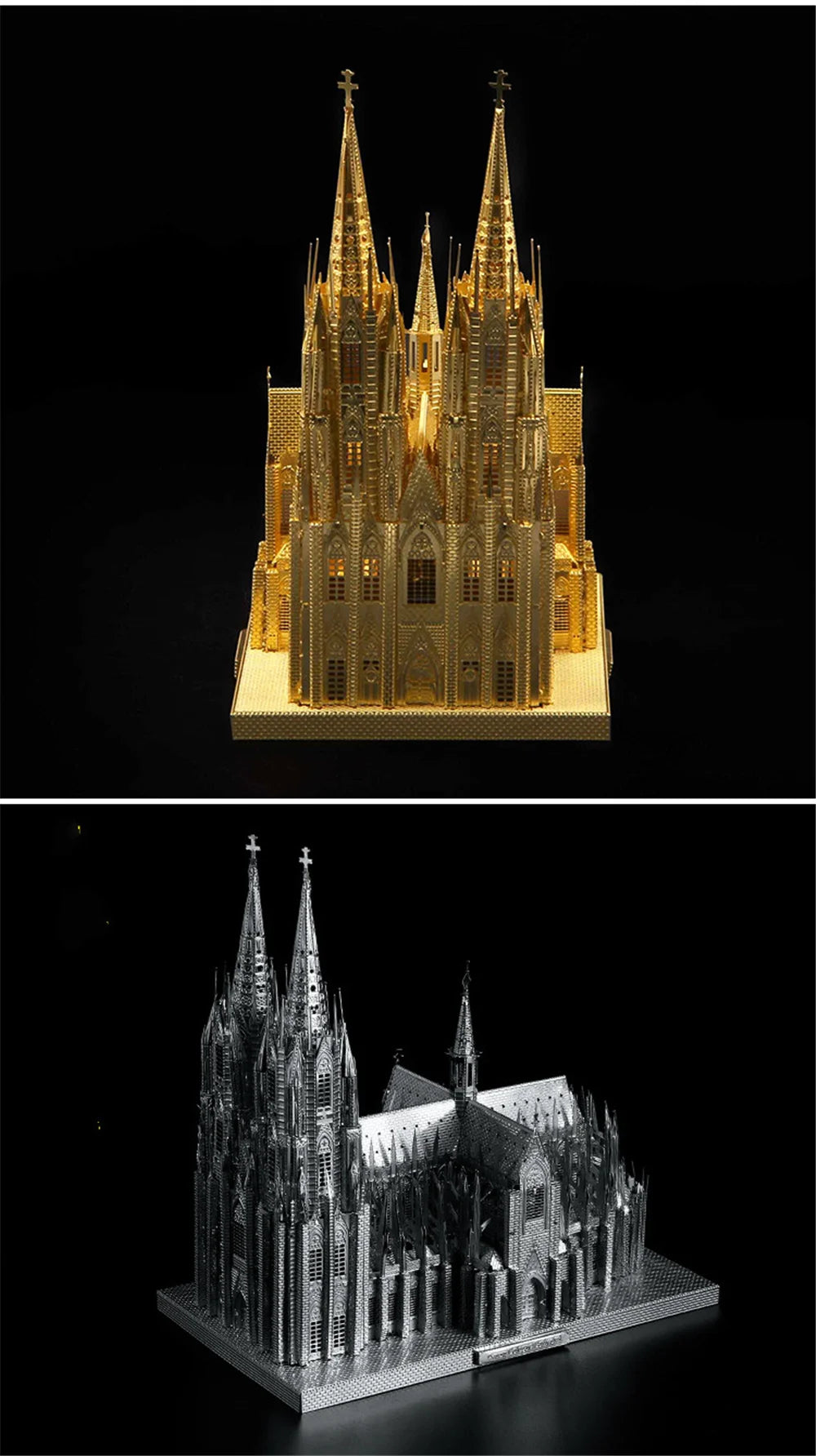 Microworld-rompecabezas de Metal de construcción 3D, Kits de modelos de edificios de catedral de Colonia