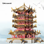 Microworld-rompecabezas de Metal 3D, edificio clásico chino, torre de grulla amarilla