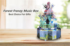 Microworld-rompecabezas de Metal 3D con tema de bosque, caja de música giratoria, modelo DIY con Kits de luces LED