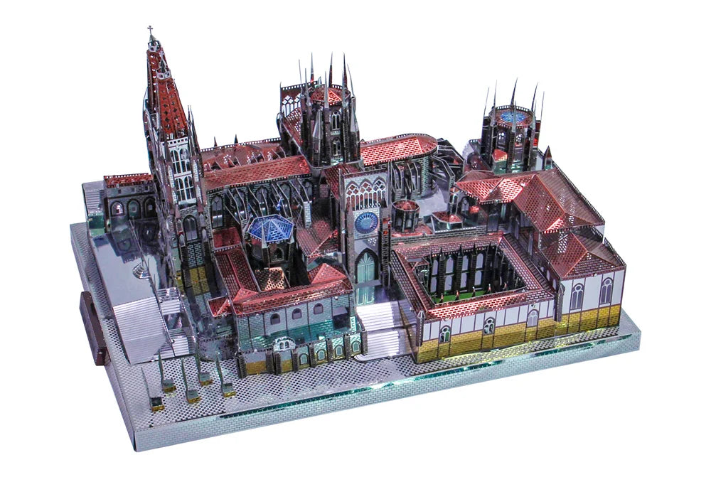 Microworld-rompecabezas de Metal 3D, modelo de construcción de Catedral de Burgos español, Kits de ensamblaje, rompecabezas educativo de corte láser