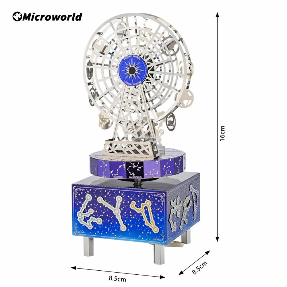 Microworld rompecabezas 3D regalo constelación amor tema caja de música giratoria Kits DIY rompecabezas