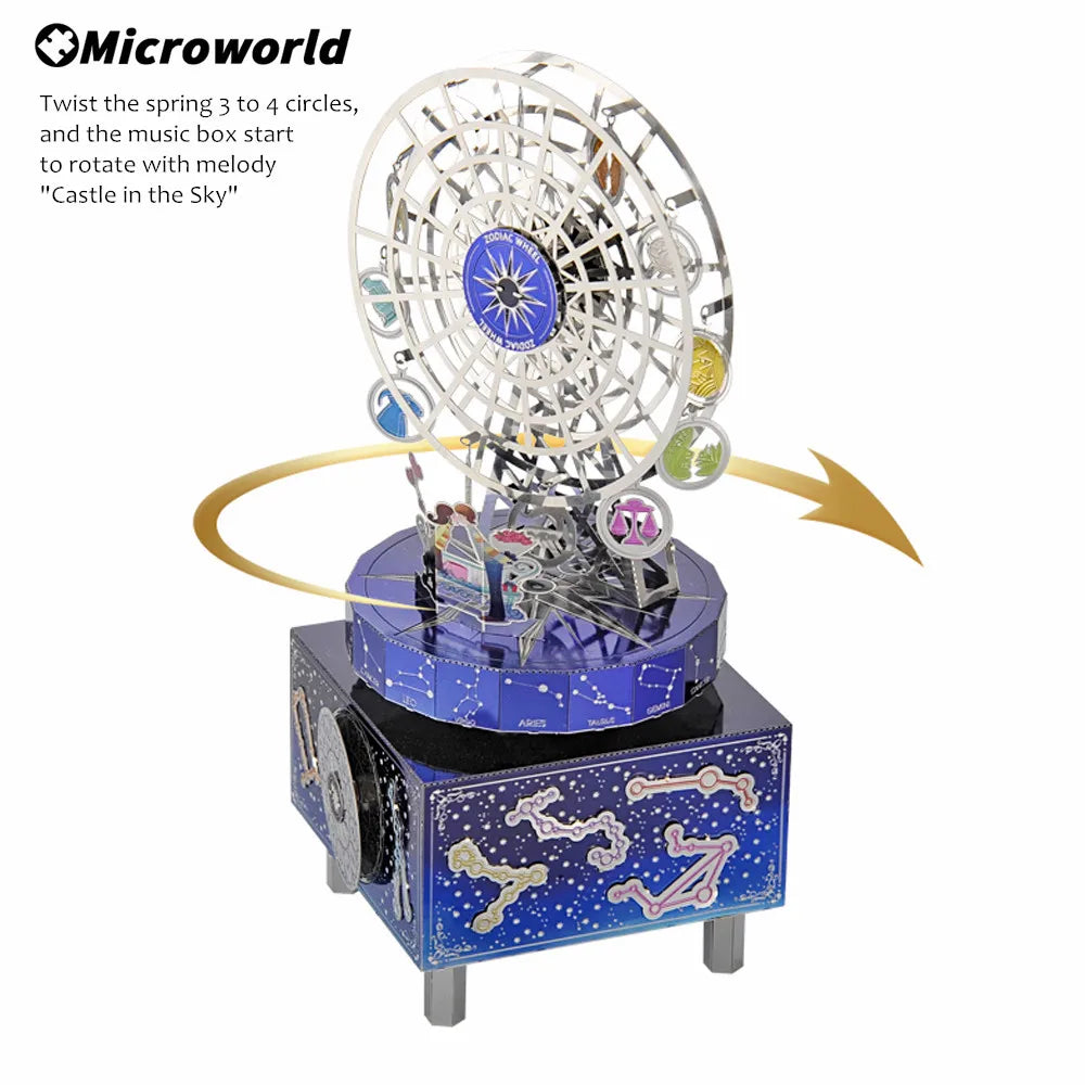 Microworld rompecabezas 3D regalo constelación amor tema caja de música giratoria Kits DIY rompecabezas