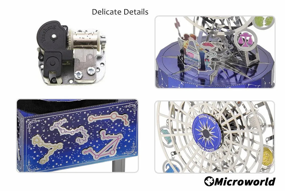 Microworld rompecabezas 3D regalo constelación amor tema caja de música giratoria Kits DIY rompecabezas