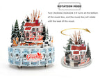 Microworld-rompecabezas de Metal 3D con tema de invierno, caja de música giratoria, Kits de modelos, rompecabezas DIY