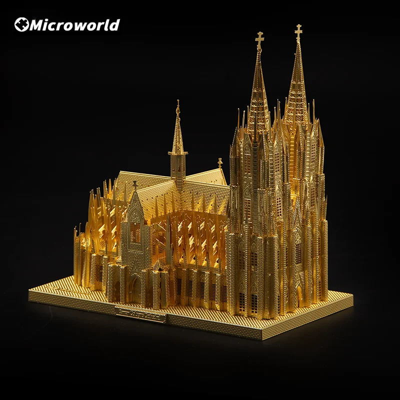 Microworld-rompecabezas de Metal de construcción 3D, Kits de modelos de edificios de catedral de Colonia