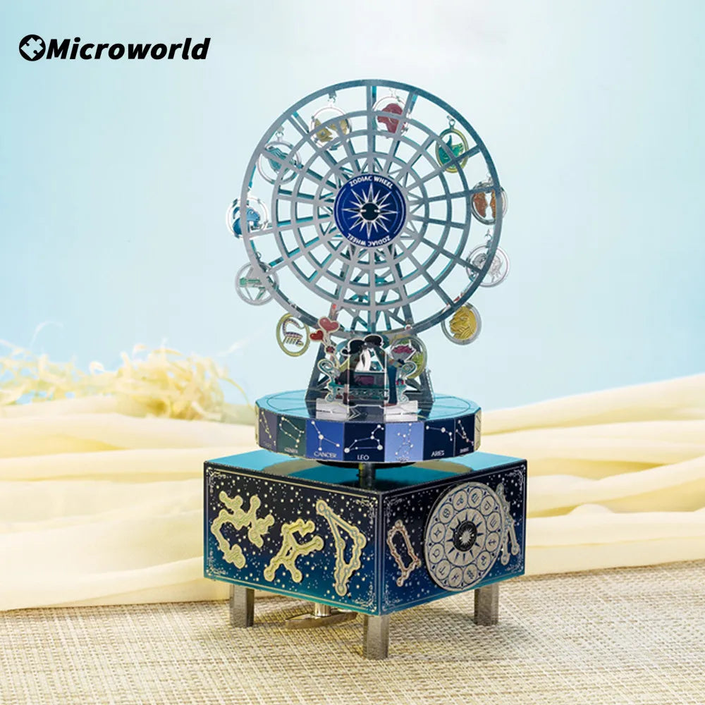 Microworld rompecabezas 3D regalo constelación amor tema caja de música giratoria Kits DIY rompecabezas