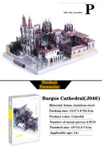 Microworld-rompecabezas de Metal 3D, modelo de construcción de Catedral de Burgos español, Kits de ensamblaje, rompecabezas educativo de corte láser